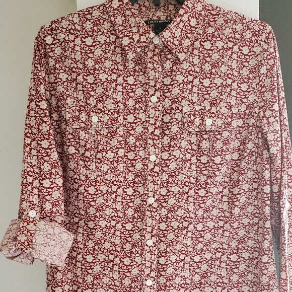 Lucky Brand Long Sleeve Button Down Collar Top M - Picture 5 of 10